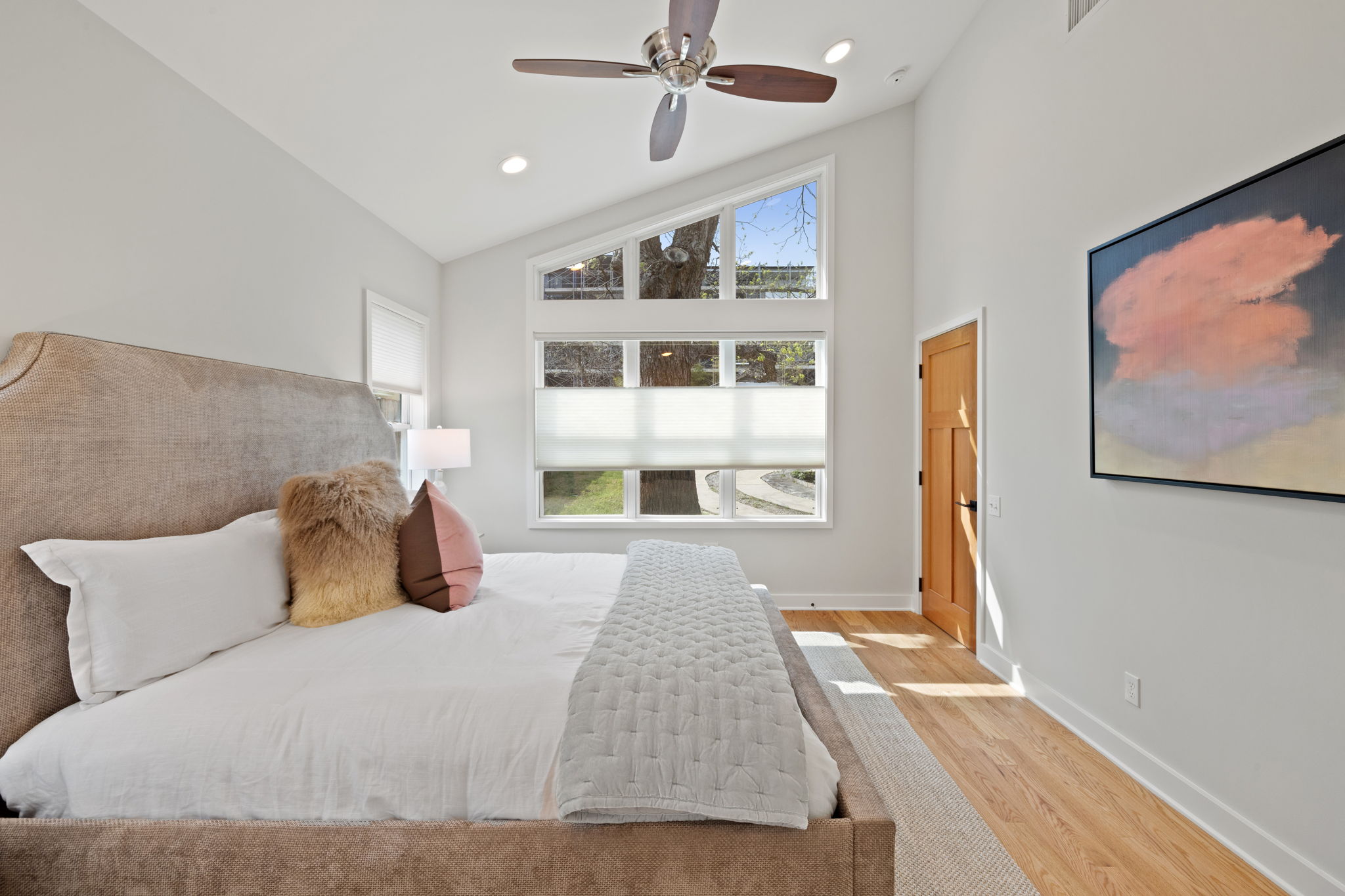2300 South 3rd Street Austin, TX 78704 - Photo 28 of 39 Bedroom featuring light wood-style flooring, baseboards, multiple windows, and recessed lighting