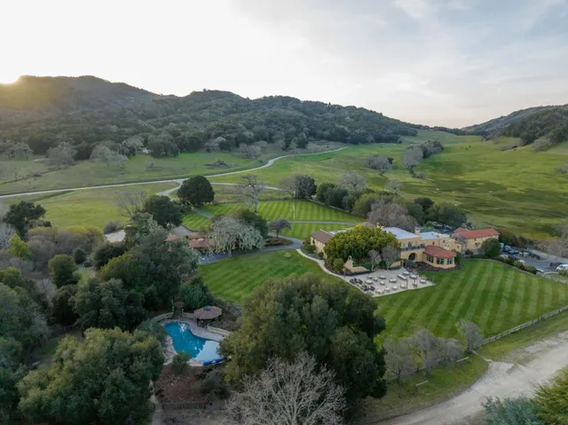 a view of a garden with a lake