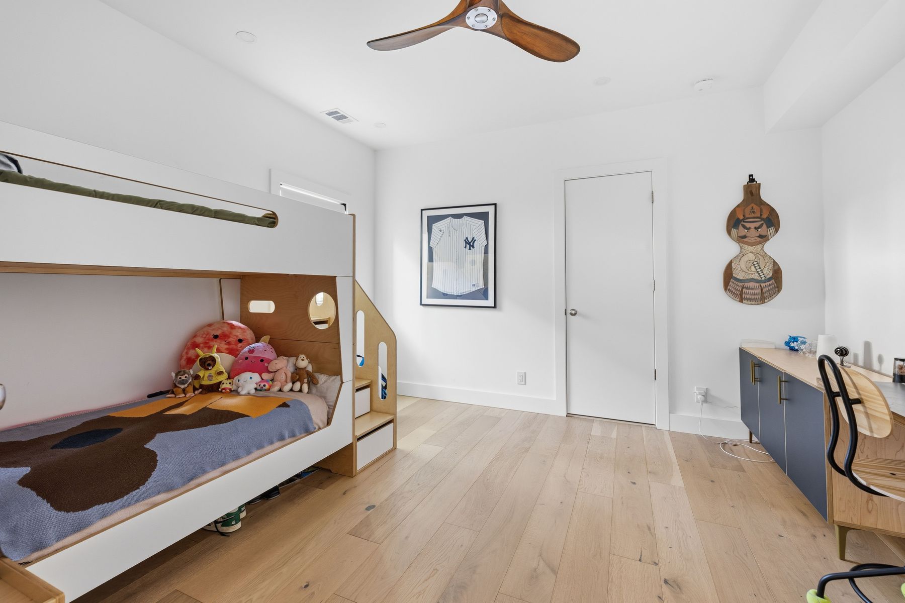 3508 Bridle Path Austin, TX 78703 - Photo 22 of 40 workspace with wooden floor stairs and ceiling fan