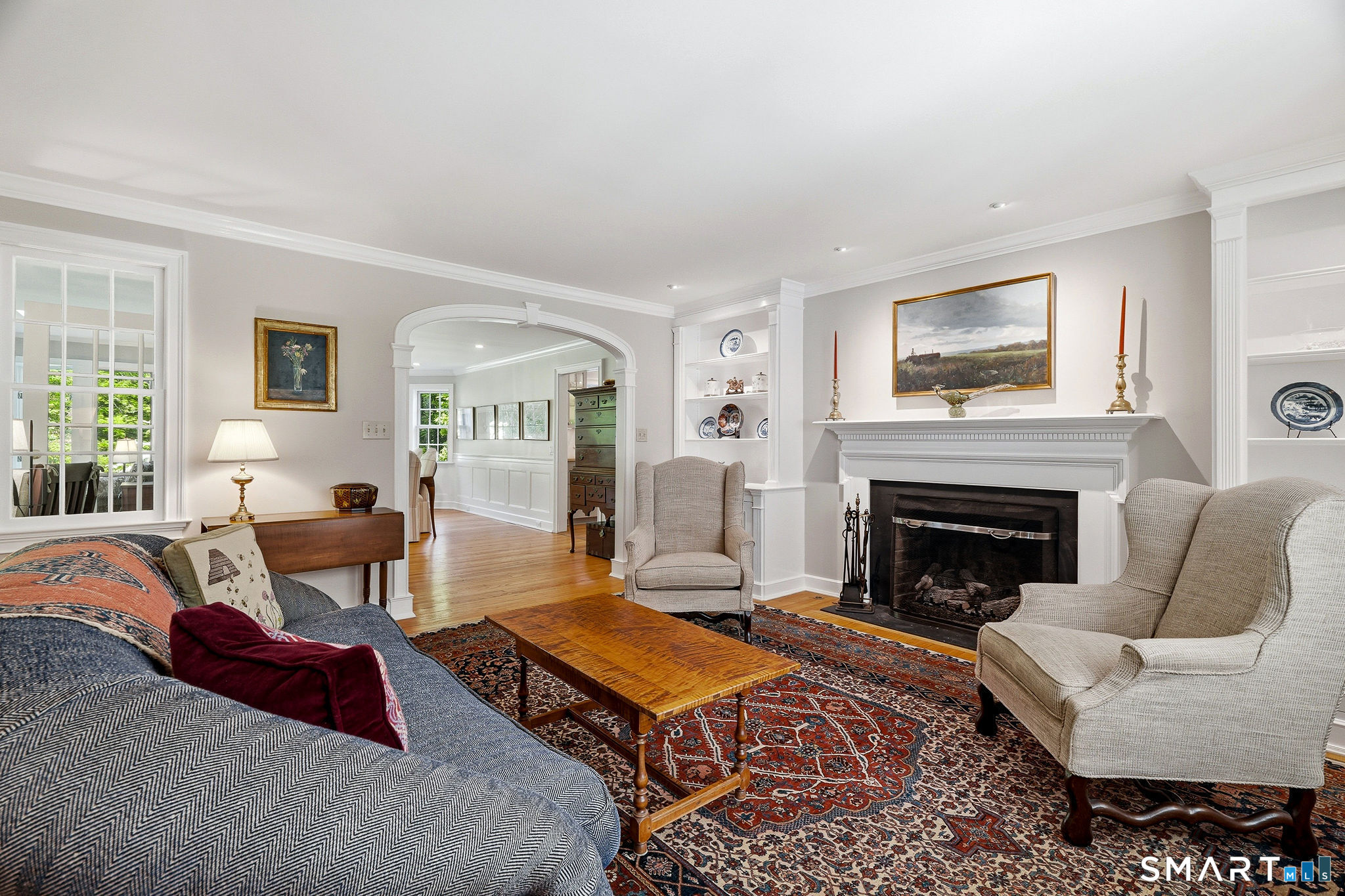 118 Bill Hill Road Lyme, CT 06371 - Photo 17 of 38 Gas fireplace flanked by built ins