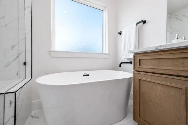 a bathroom with a shower