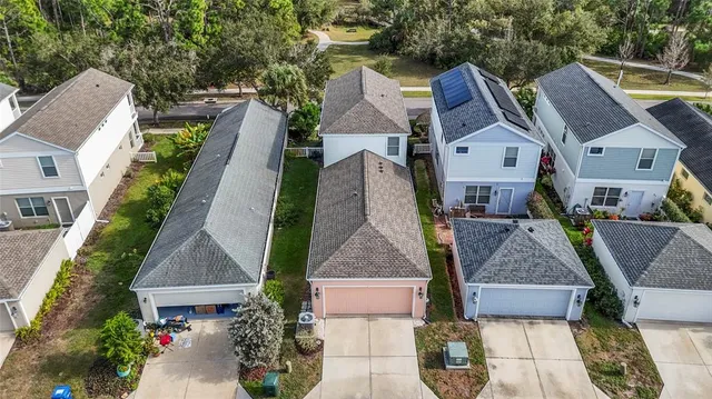 an aerial view of a house