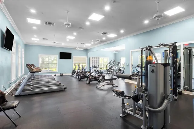 a view of a room with gym equipment