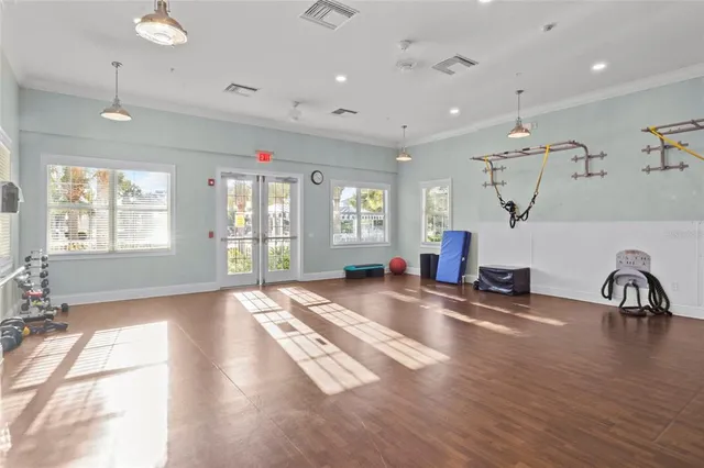 a view of a room with gym equipment