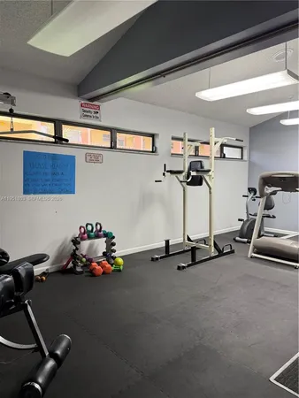 a room with gym equipment