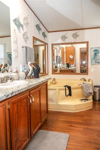 a bathroom with a sink and a shower