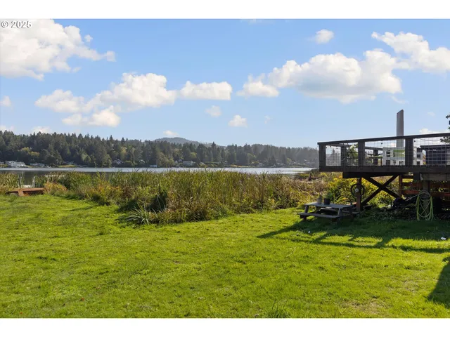 a view of a lake with a mountain