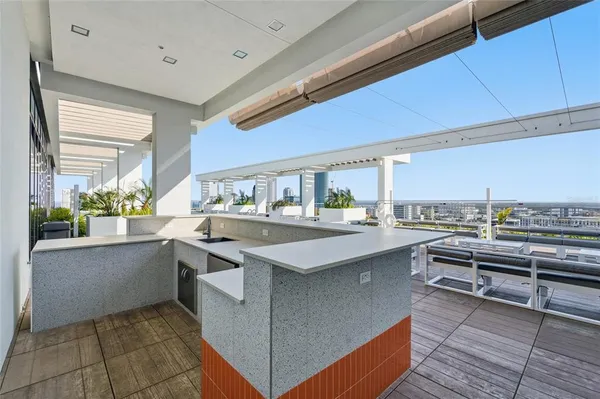 a view of a city with tall buildings