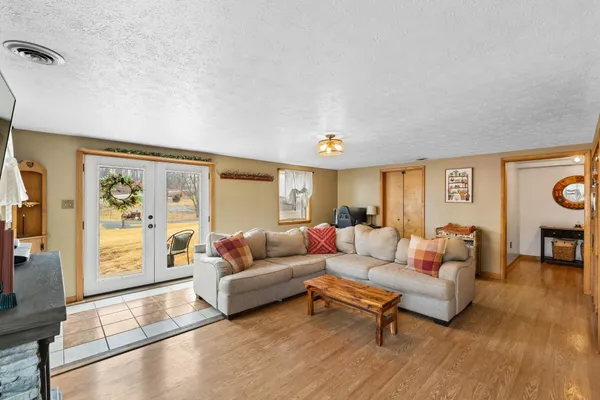 a view of a garage with furniture