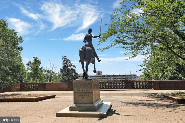 a view of a park with trees