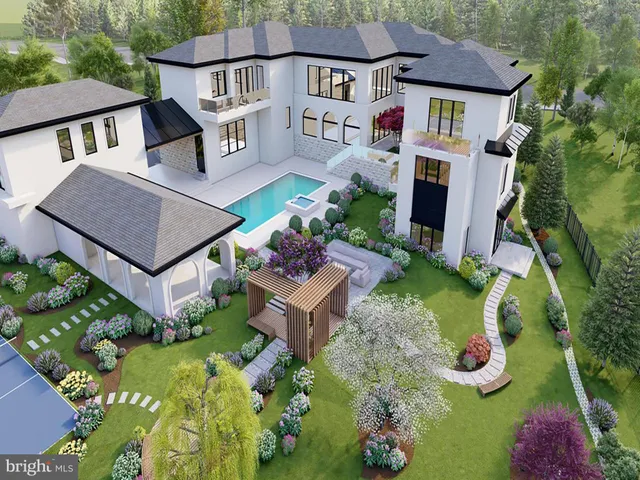 an aerial view of a house