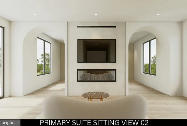 an aerial view of a house with a garden