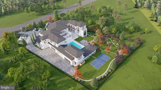 a view of a chair and tables in the backyard of a house