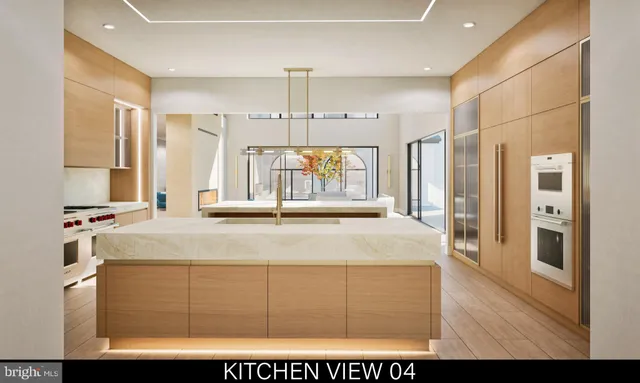 a living room with furniture a bathtub and a large window