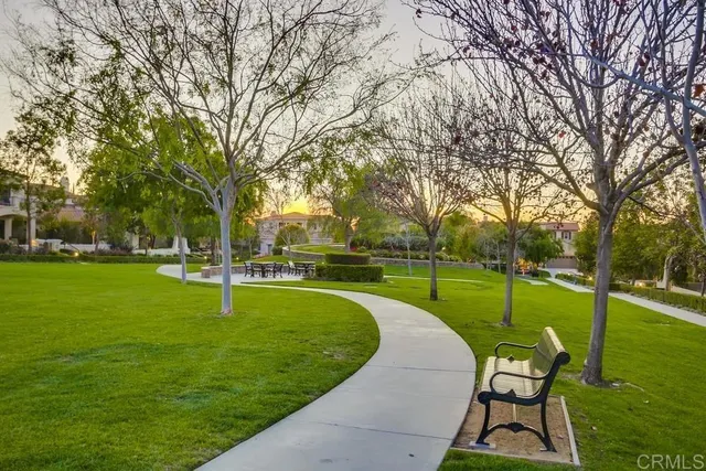 a view of a park with slide