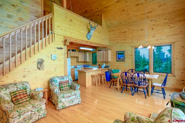 a view of a lake with mountains in the background