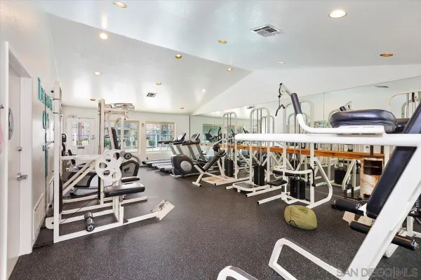 a view of a room with gym equipment