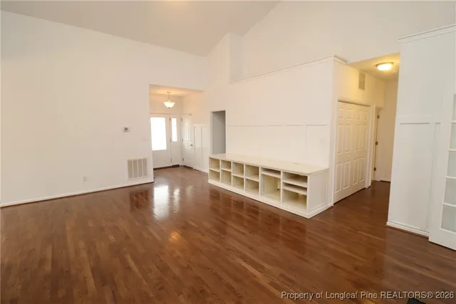 a living room with a fireplace