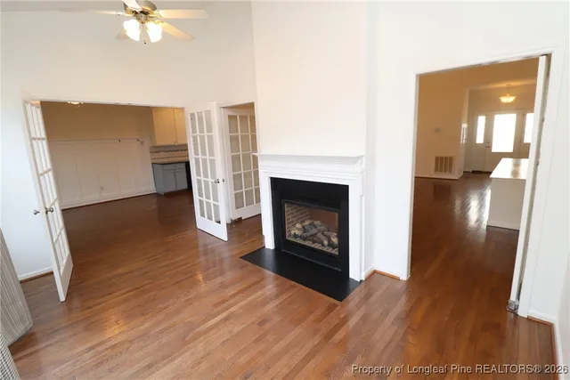 a view of a livingroom with a fireplace