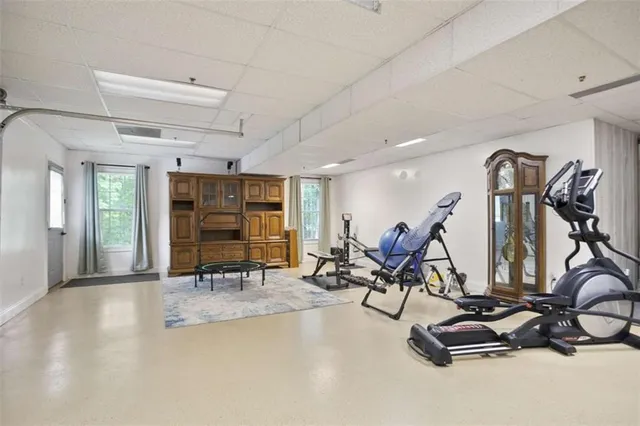 a view of a room with gym equipment