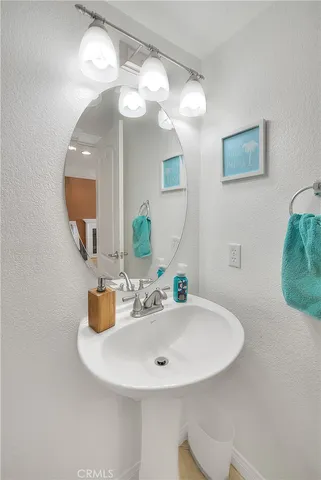 a view of a hallway with windows