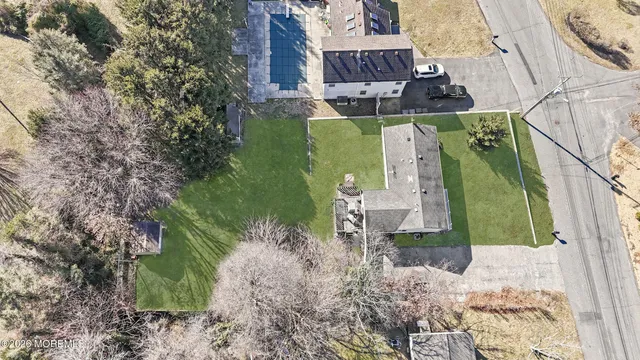 an aerial view of a house