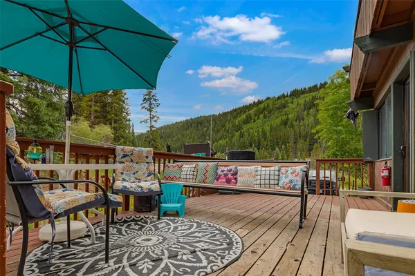 an outdoor space with seating