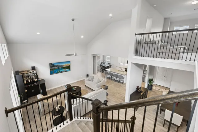 a bedroom with a bed and furniture