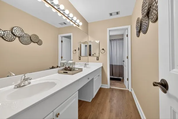 a view of a yard with trees