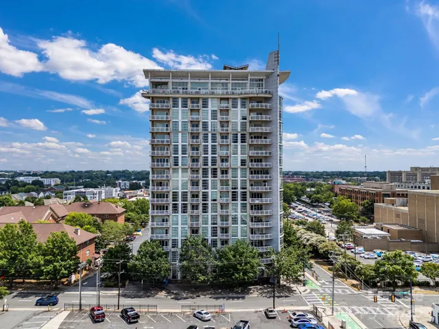 a front view of a building with a front door