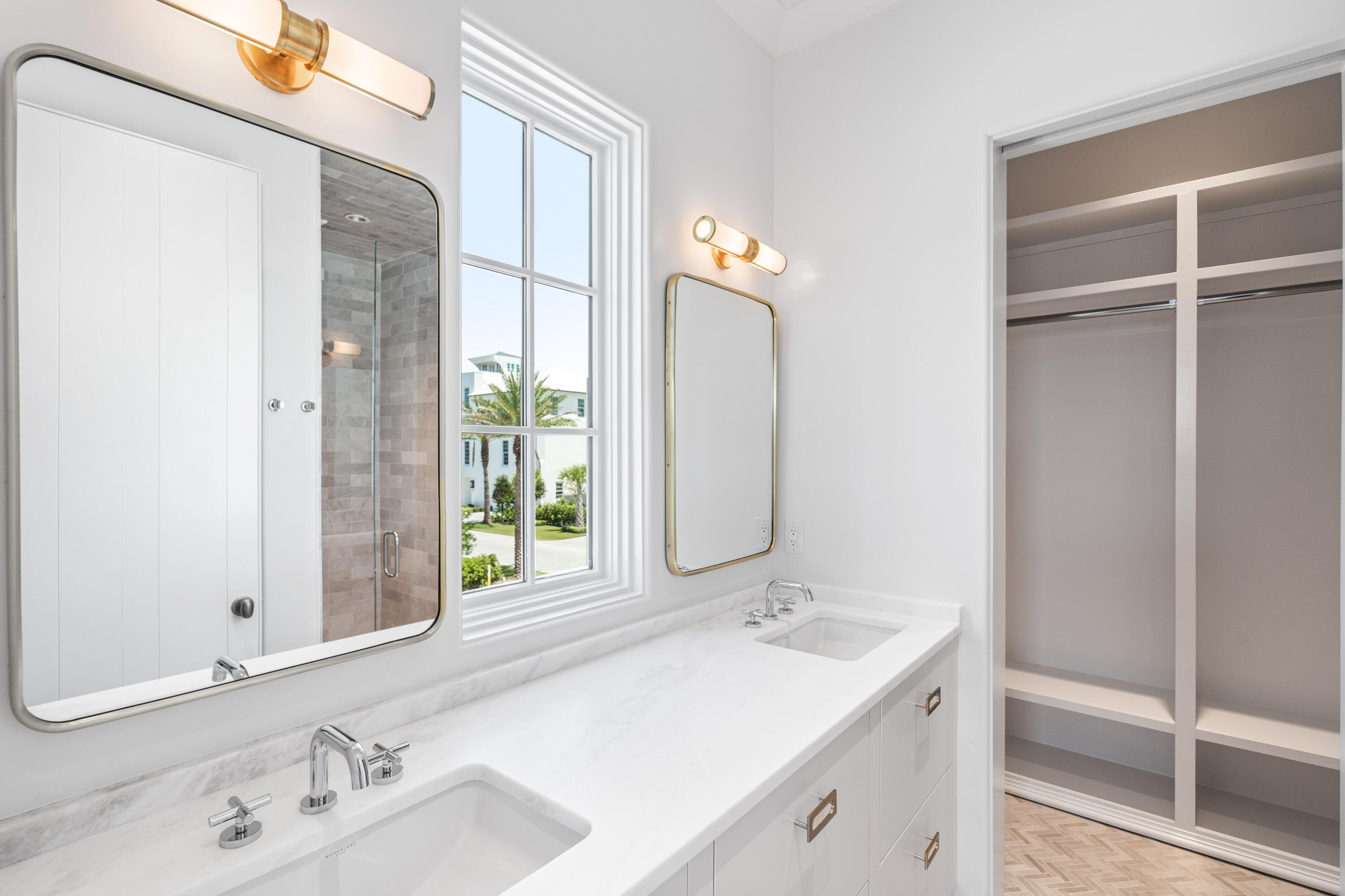 74 Elysee Ct Inlet Beach Inlet Beach, FL 32461 - Photo 40 of 46 a bathroom with a sink and a mirror