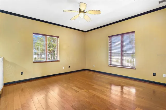 an empty room with a window