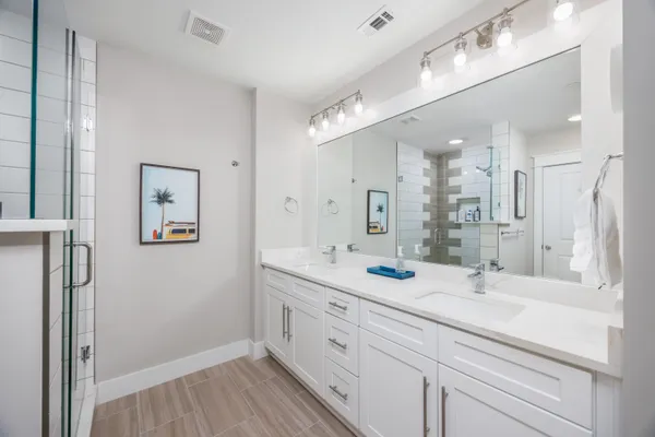 a bathroom with a shower