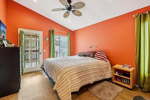 a view of a bench in a backyard