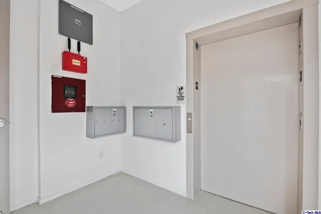 a view of a hallway with closet