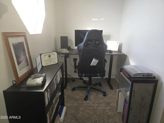 a chair and table in a room