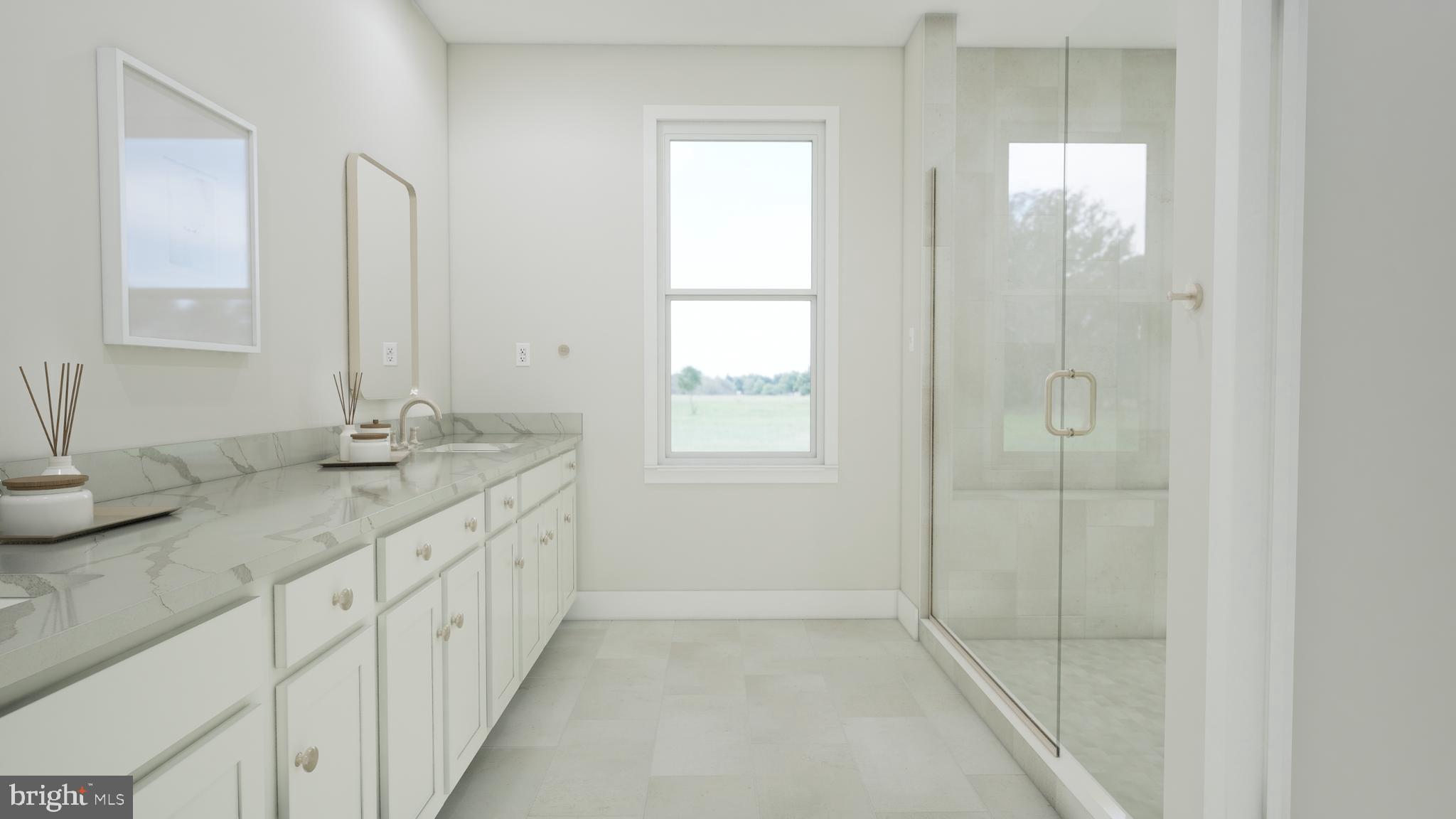 2645 Blue Rdg Avenue Marshall, VA 20115 - Photo 16 of 23 a bathroom with a granite countertop sink a mirror and a shower
