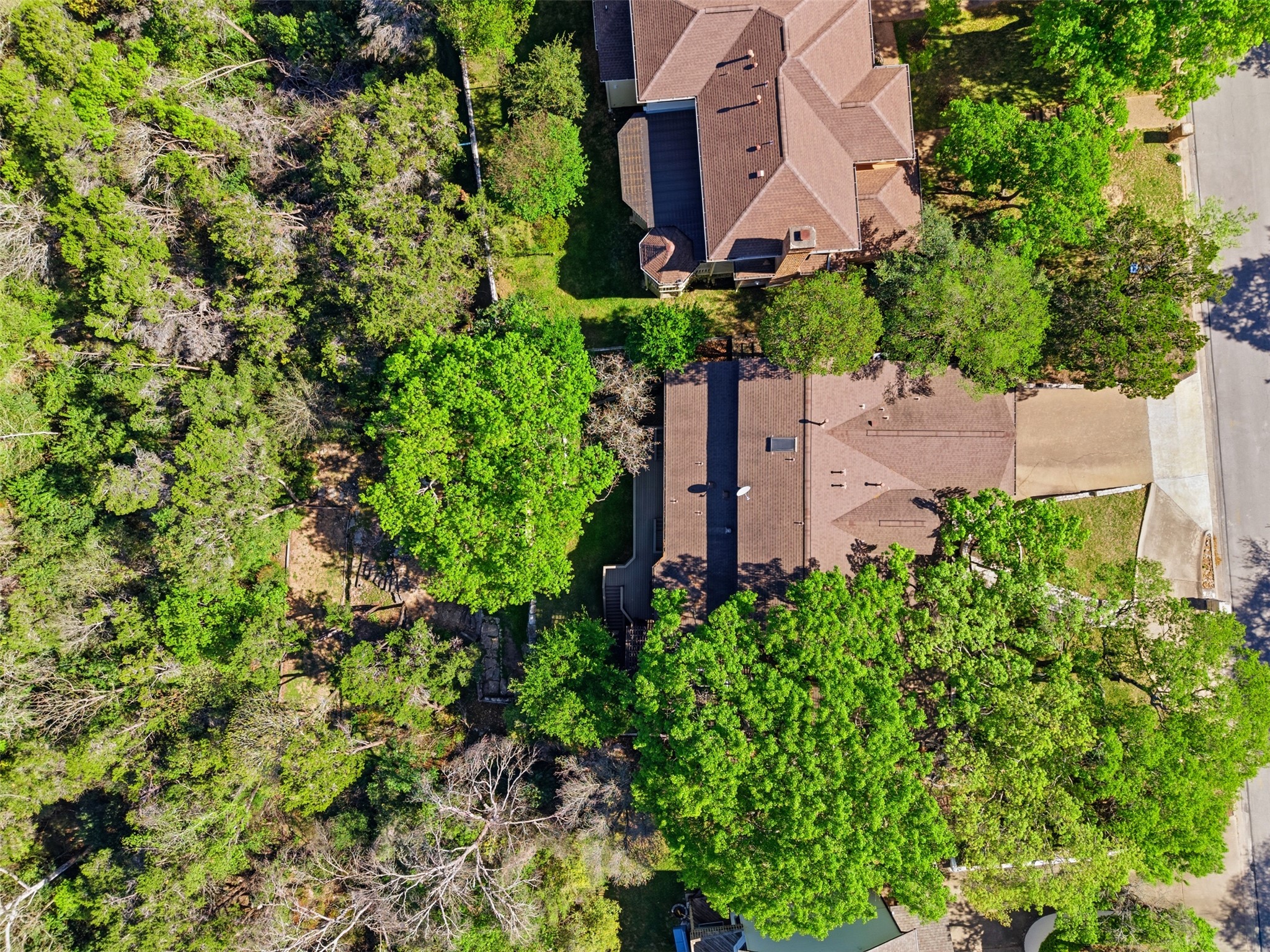 2008 Key West Cove Austin, TX 78746 - Photo 32 of 33 Aerial view with green space in back and the additional flat area closer to the wet weather creek.
