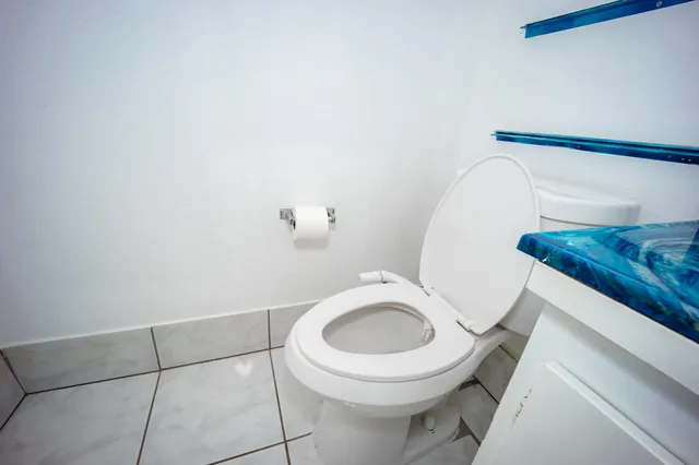 a bathroom with a toilet and a sink