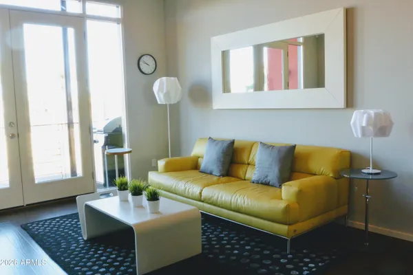 a living room with furniture