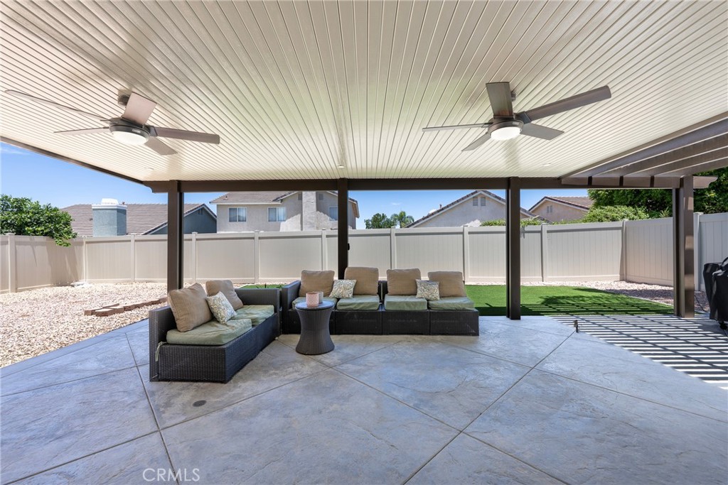 27100 Early Dawn Road Menifee, CA 92584 - Photo 3 of 71 Extra Low Maintenance Giant Aluminum Covered Patio, never needs paint or concerns of dry wrought or termite.