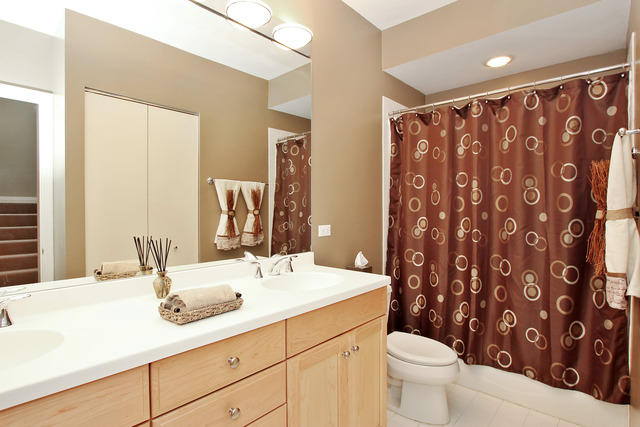 1638 South Indiana Avenue, Unit 4 Chicago, IL 60616 - Photo 13 of 14 a bathroom with a granite countertop sink a toilet and a mirror