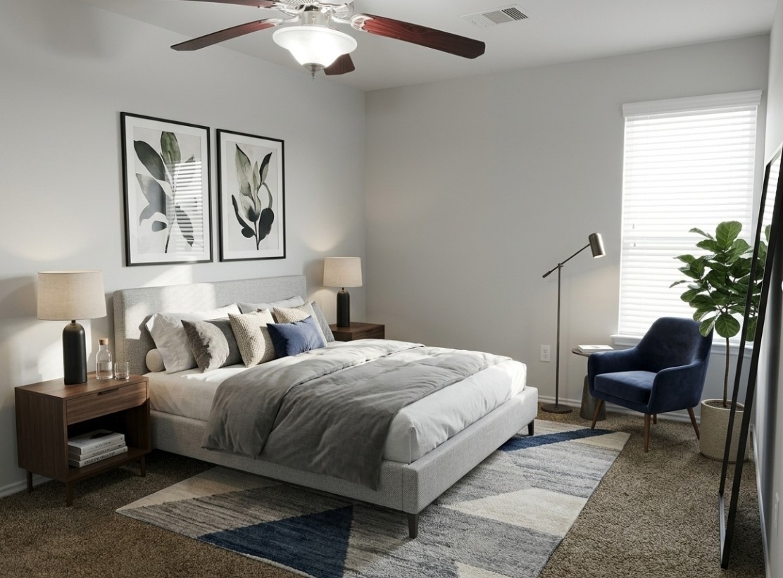 24307 Hampton Terrace Lane Spring, TX 77389 - Photo 13 of 20 Experience a beautifully staged bedroom, showcasing modern design and inviting comfort.