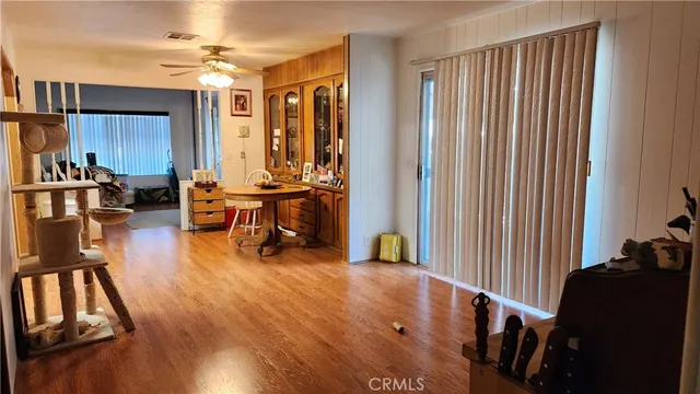 a view of a bench in the patio