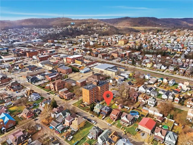 an aerial view of a city