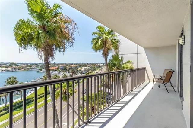 a view of balcony with a potted plant