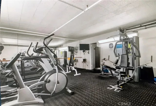 a view of a room with gym equipment