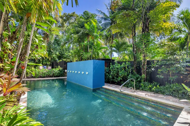 a backyard of a house with seating space