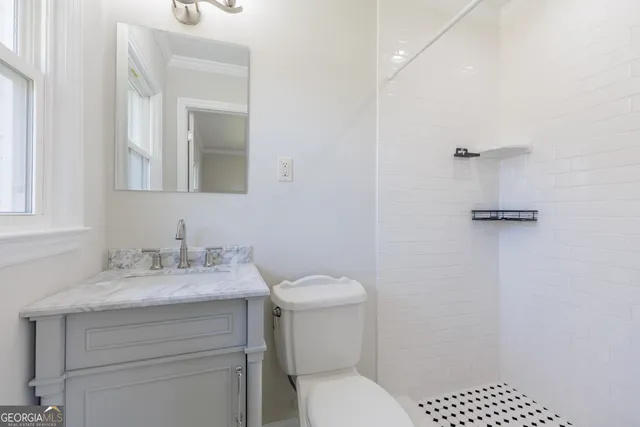 a bathroom with a sink toilet and vanity