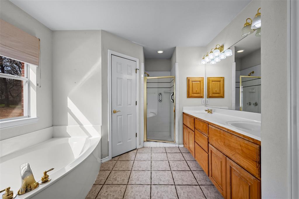 7698 Farm To Market 920 Poolville, TX 76487 - Photo 20 of 37 a bathroom with a sink a mirror and a bathtub
